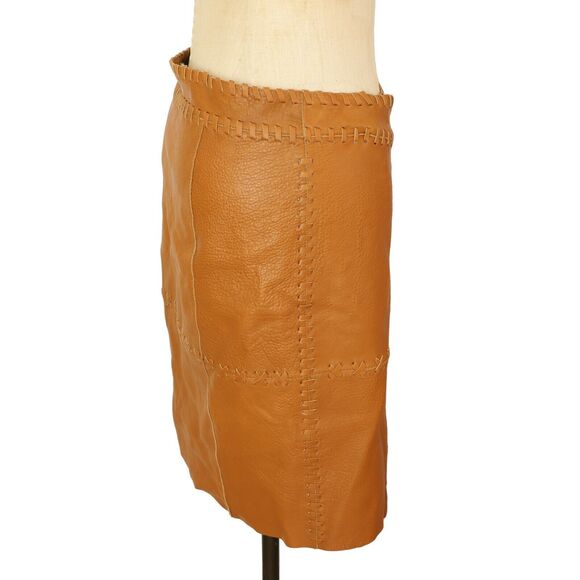 FREE PEOPLE We The Free Belted Lamb Leather Statement Wrap Skirt 27 Brown B80 - Picture 3 of 6